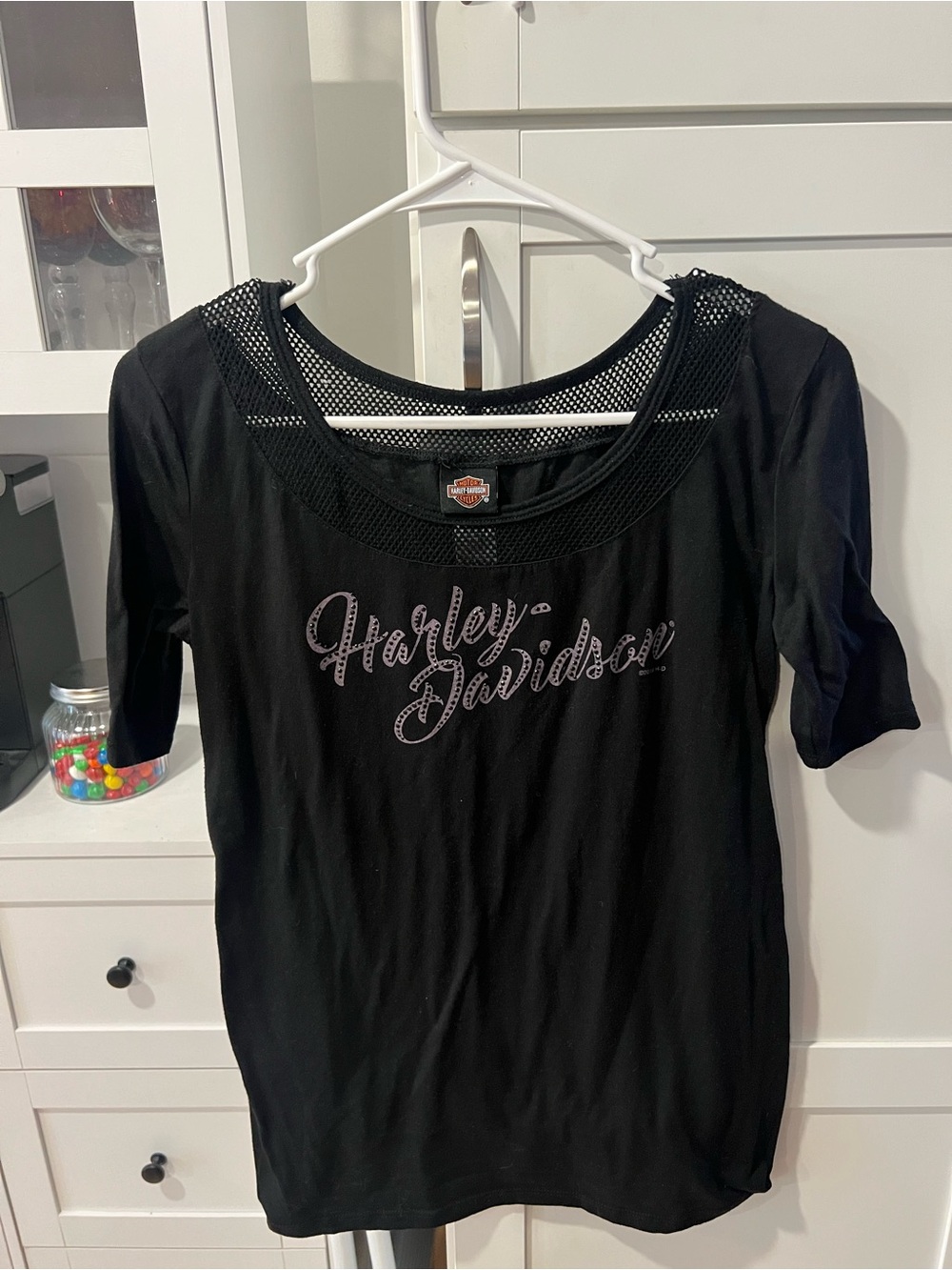 Harley-Davidson Black Short Sleeve Scoop Neck Logo Tee